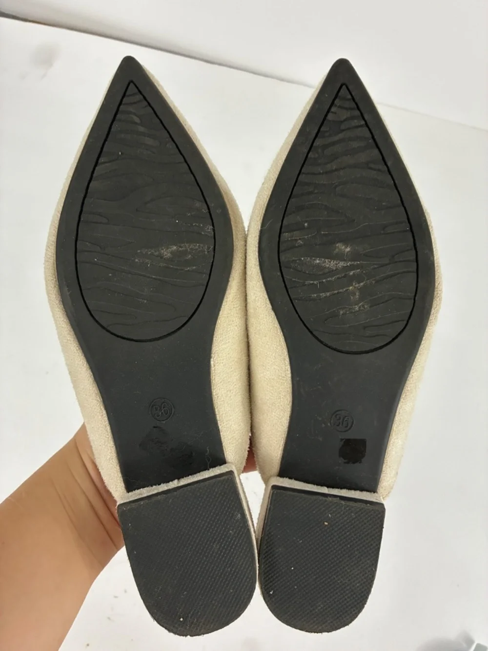 Sun Moon Embroidered Mules Suede Pointed Toe Slip On Flat Shoes Loafers Beige